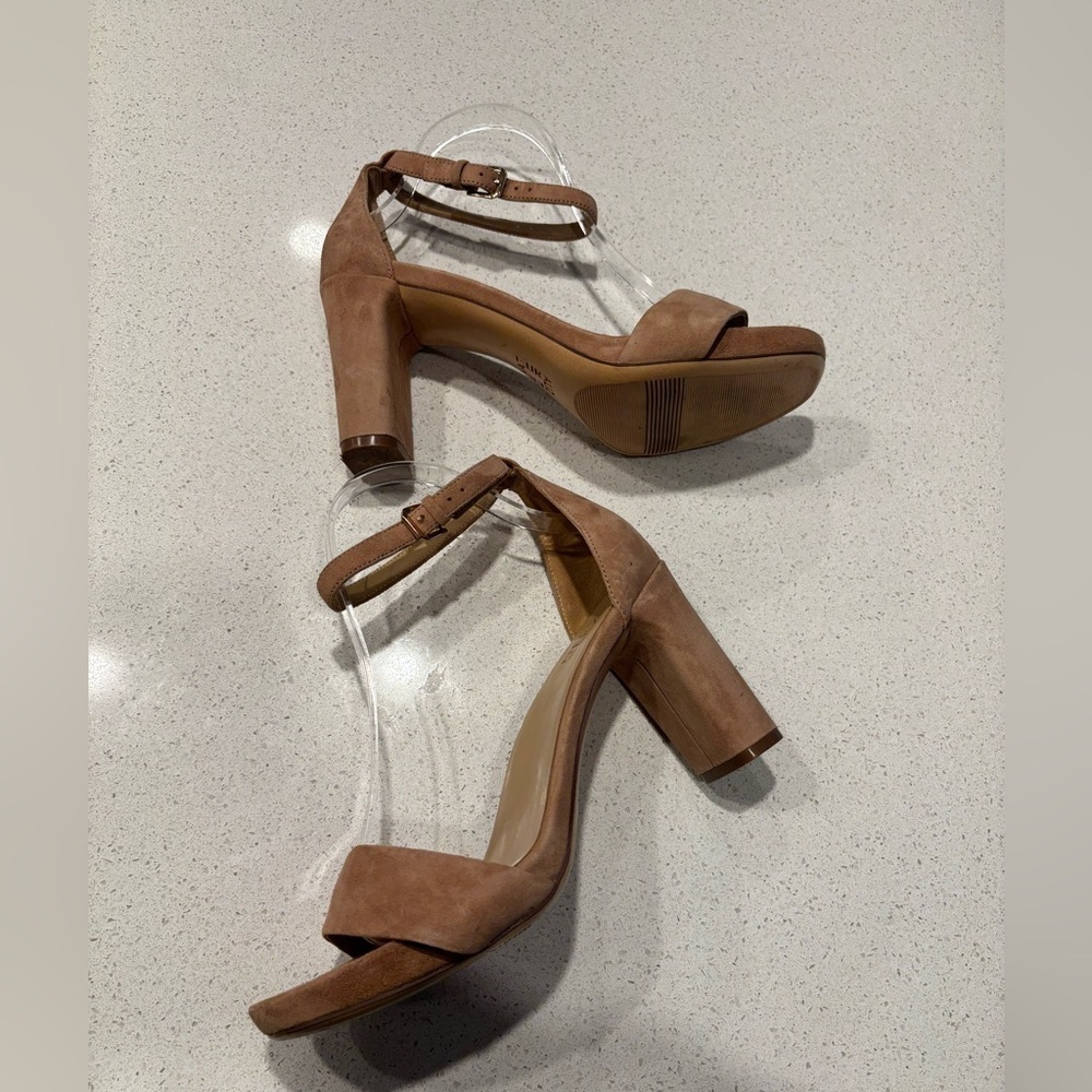 Tan Suede Heeled Sandals, size 9.5W - Picture 4 of 8